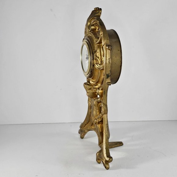 Antique Ornate Gold Mantel Clock Cherub Design Mercedes Germany Circa 1906 - Picture 10 of 14